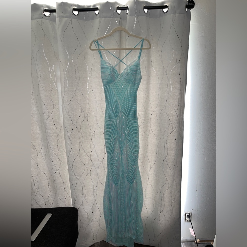 Blue sparkly prom dress